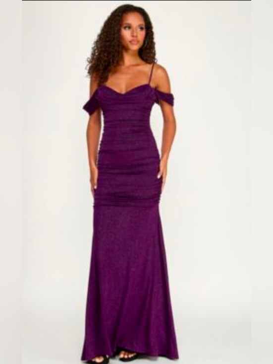 Emerald Sundae Dresses & Skirts - BRAND NEW! Emerald Sundae Plum, Off the Shoulder Glitter Mermaid Gown